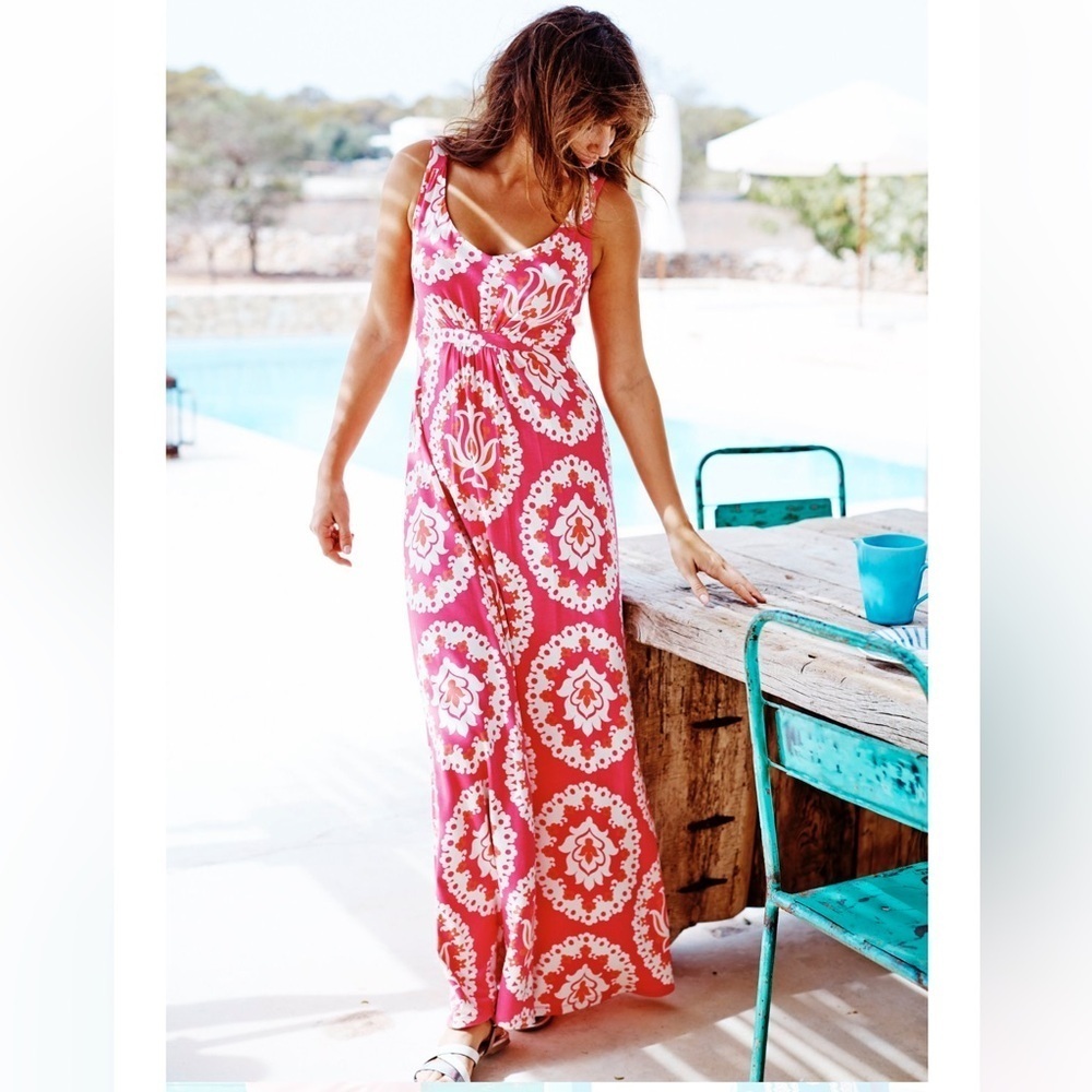 Boden Pink Empire Waist Jersey Knit Maxi 6